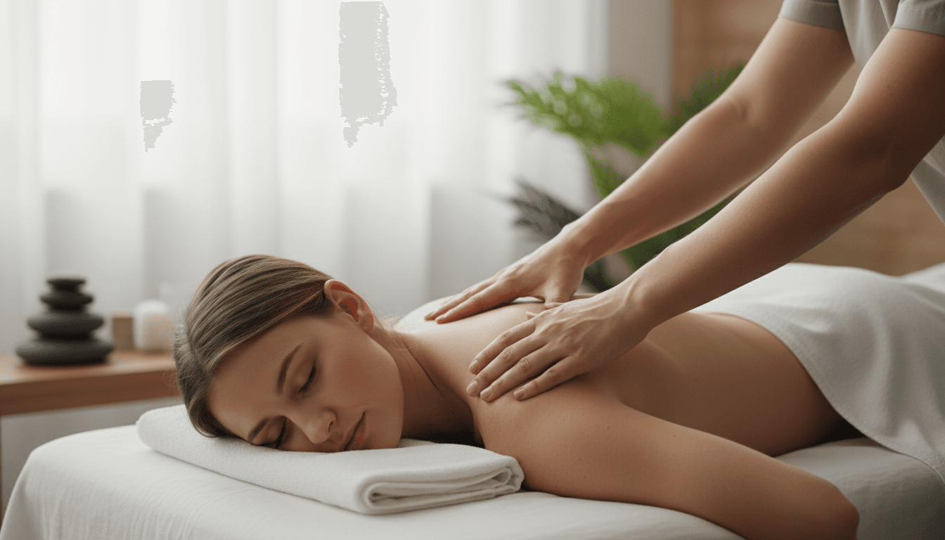Professional massage therapy session in a calm treatment room